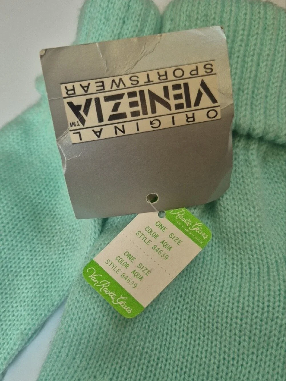Vintage Venezia Teal Knit Gloves Van Raalte knit gloves
